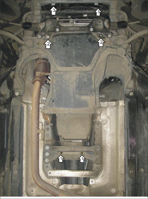Защита стальная Мотодор (Двигатель, Коробка переключения передач), 2 мм, Сталь для Mercedes-benz C-class 2007-2011 арт. 01227