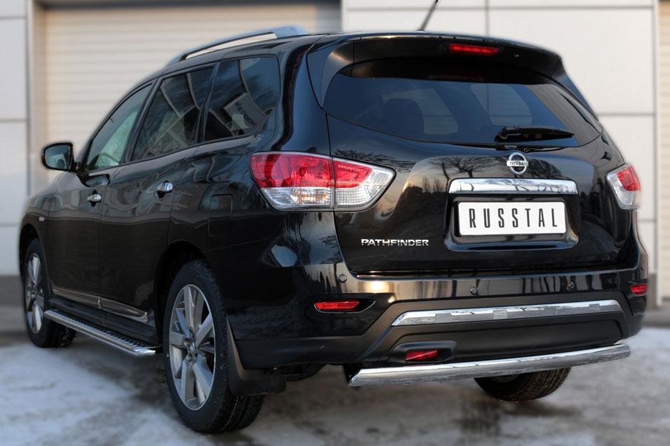 Защита заднего бампера d75х42 для Nissan Pathfinder 2014, Slitkoff NPZ-002026