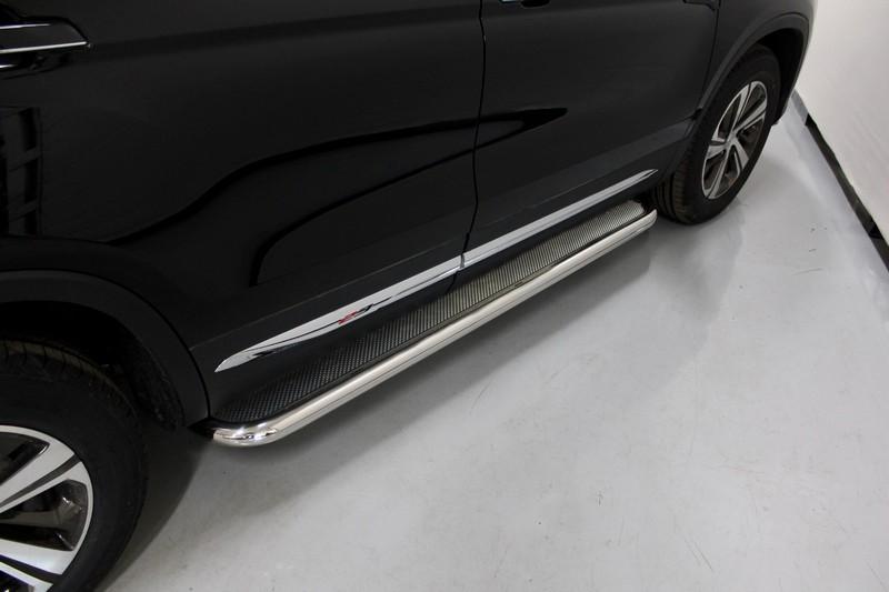 Пороги с площадкой (нерж. лист) 60,3 мм для автомобиля Changan CS75 FL 2020 арт. CHANCS7520-20