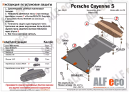 Защита  кпп для Porsche Cayenne S 2014-2018  V-4,2TD , ALFeco, алюминий 4мм, арт. ALF5003al