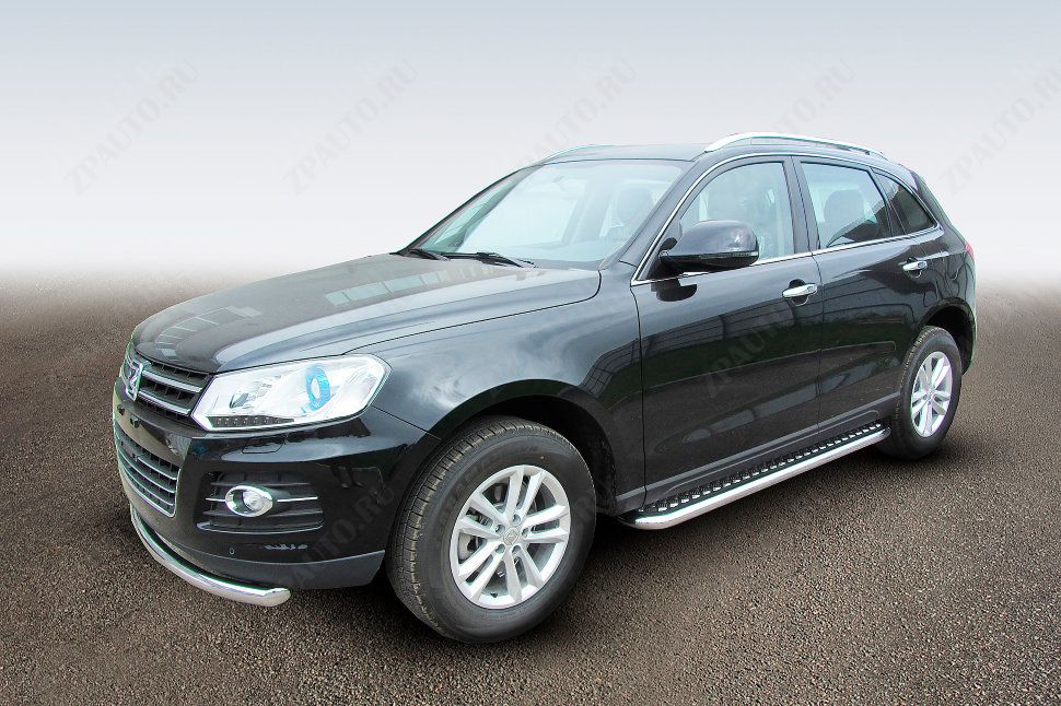 Защита порогов d57 с листом Zotye T600 (2013-2023) , Slitkoff, арт. ZOT-004