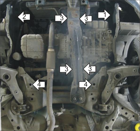 Защита стальная Мотодор (Двигатель, Коробка переключения передач), 2 мм, Сталь для Mitsubishi Carisma 1995-2006 арт. 01306