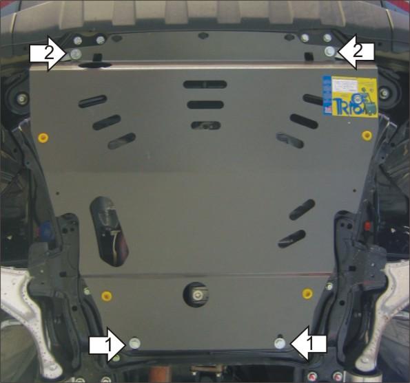 Защита стальная Мотодор (Двигатель, Коробка переключения передач), 3 мм, Сталь для Acura MDX 2006-2009 арт. 10824