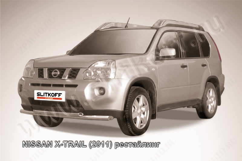 Защита переднего бампера d57+d57 двойная Nissan X-Trail (2011-2015) , Slitkoff, арт. NXT11-003