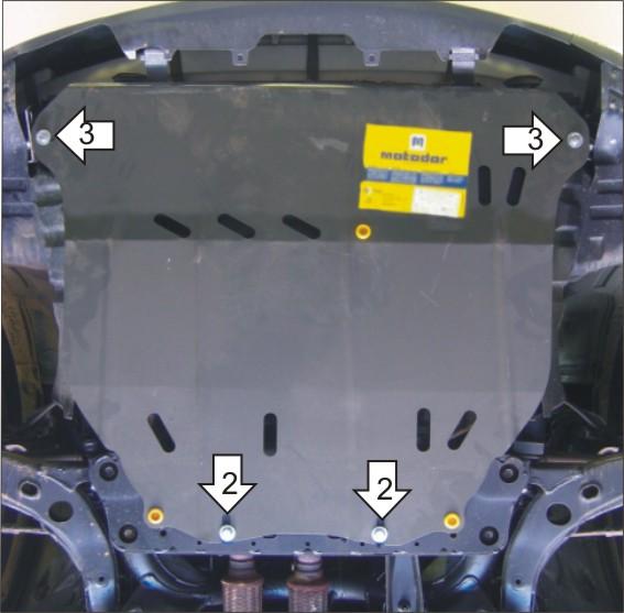 Защита стальная Мотодор (Двигатель, Коробка переключения передач), 2 мм, Сталь для Mazda MPV 1999-2006 арт. 01119