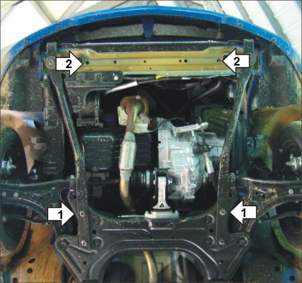 Защита стальная Мотодор (Двигатель, Коробка переключения передач), 2 мм, Сталь для Chevrolet Aveo 2008-2011 арт. 73024