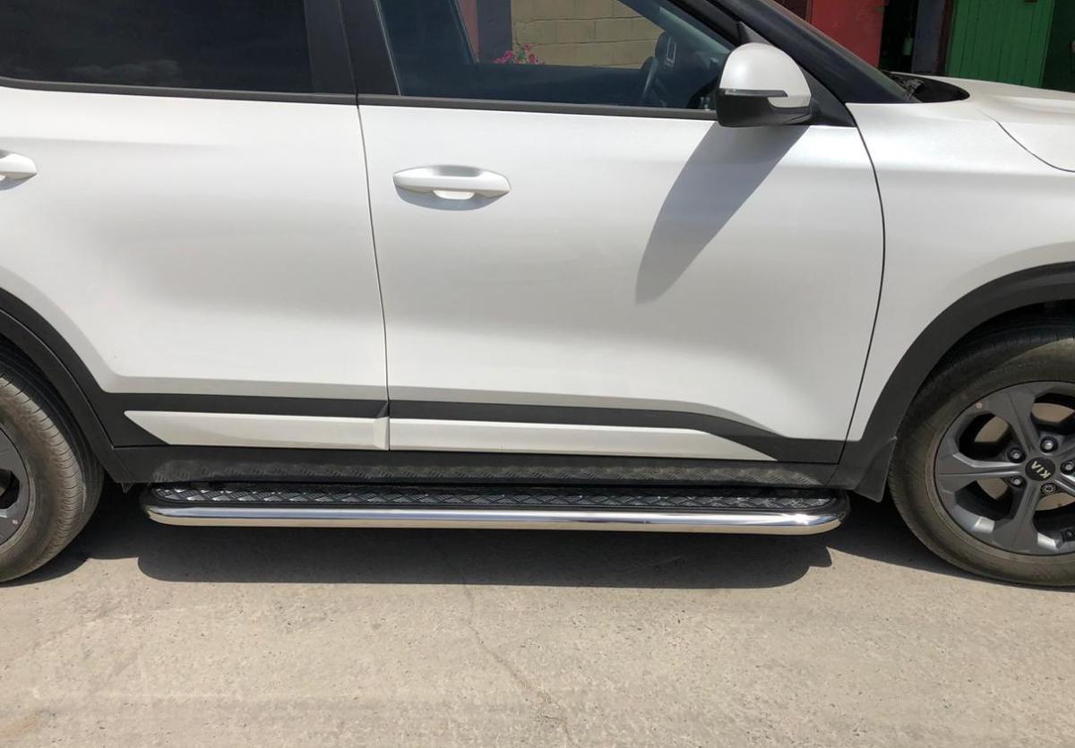 KSL.20.41  Пороги с накладным листом для автомобиля Kia Seltos 2019-, Россия