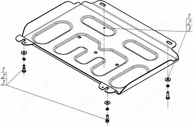 Защита стальная Мотодор (Двигатель, Передний дифференциал), 2 мм,  Foton Tunland V9  2024- арт. 77508
