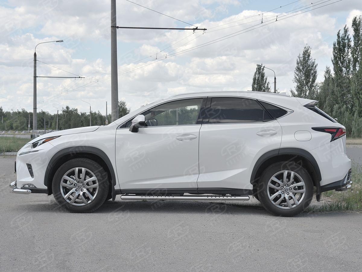 Пороги труба 120х60 овал с проступью на Lexus NX 2017, Slitkoff LNX3O-002940