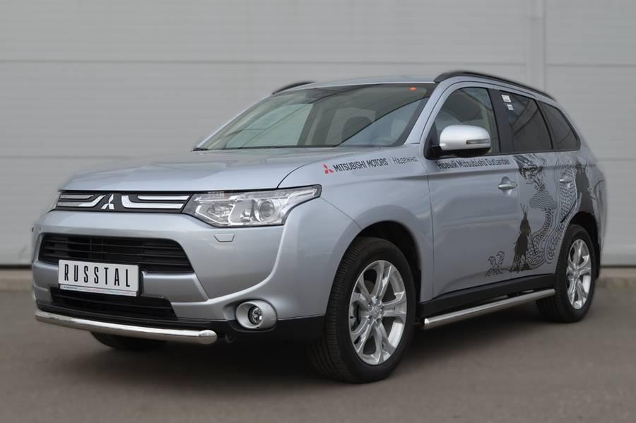Пороги труба d57 вариант 3 для Mitsubishi Outlander 2012, Slitkoff MRT-0010533