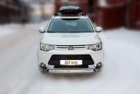 Защита передняя (ОВАЛ) D 75х42 для Mitsubishi Outlander(Мицубиси Аутлендер), ALFeco арт. MITOUT-14.01