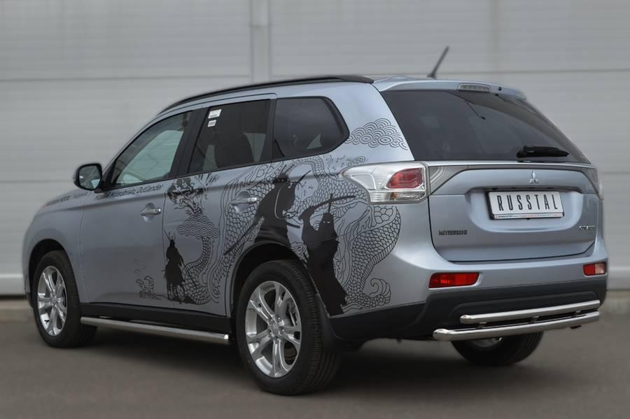 Защита заднего бампера d57/42 для Mitsubishi Outlander 2012, Slitkoff MRZ-001057