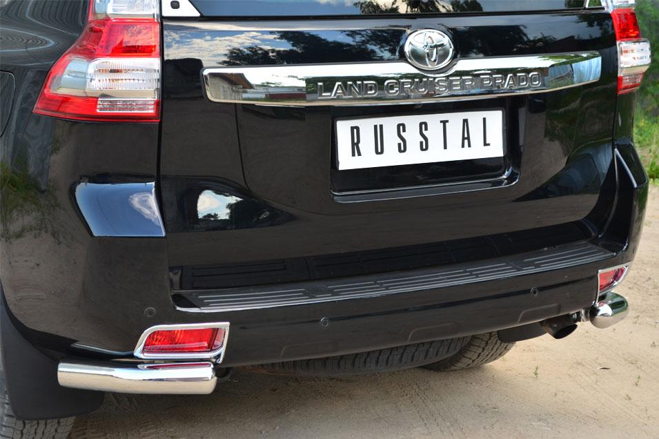 Защита заднего бампера уголки d76 для Toyota LC Prado 150 2014, Slitkoff LCPZ-001720