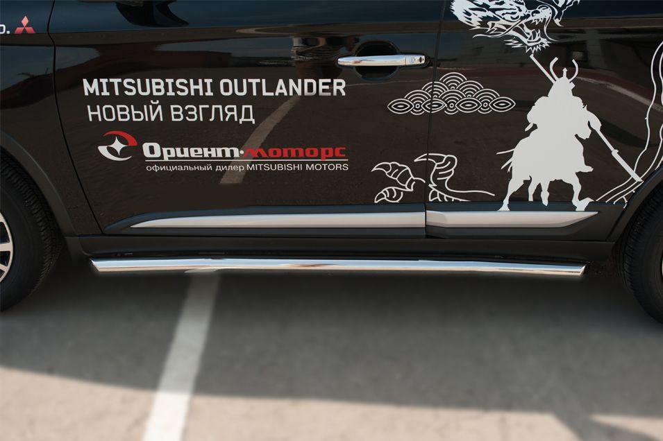 Пороги труба d63 вариант 1 для Mitsubishi Outlander 2015, Руссталь MOT-0021121