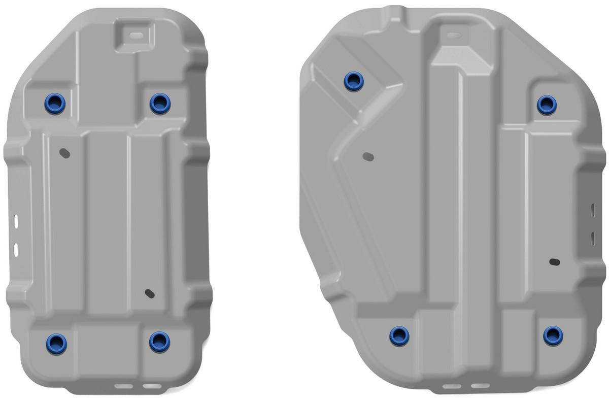 Защита топливного бака Rival для Toyota RAV4 XA50 2019-н.в., штампованная, алюминий 3 мм, с крепежом, 2 части, 333.9535.1