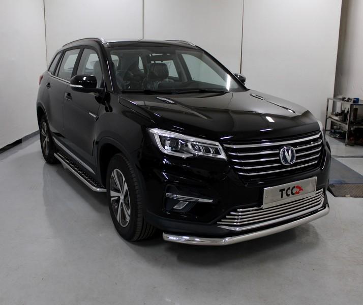 Пороги с площадкой 42,4 мм для автомобиля Changan CS75 FL 2020 арт. CHANCS7520-17