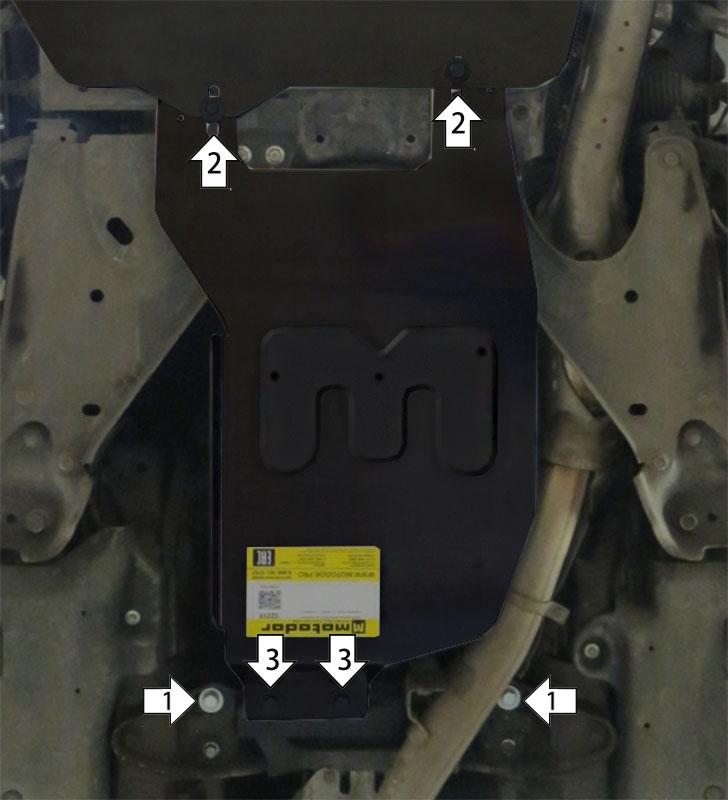 Защита стальная Мотодор (Коробка переключения передач), 2 мм, Сталь для Subaru Forester 2019- арт. 72202