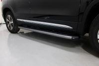 Пороги алюминиевые с пластиковой накладкой (карбон серые) 1720 мм для автомобиля Changan CS75 FL 2020 арт. CHANCS7520-24GR