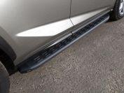 Пороги алюминиевые с пластиковой накладкой (карбон черные) 1720 мм для автомобиля Lexus NX 2017- (кроме F-Sport), TCC Тюнинг LEXNX17-17BL