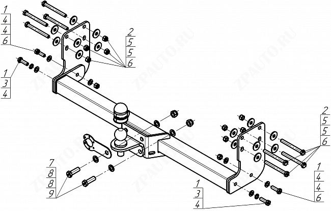 Фаркоп Mercedes-benz Sprinter 2006-2018, тип шара FE, MOTODOR, арт.91206-FE