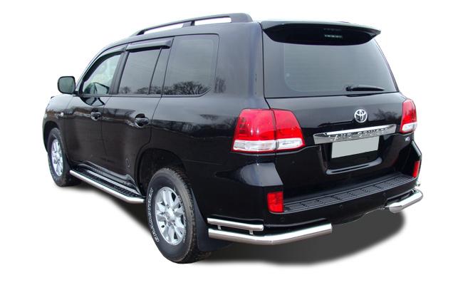 Защита заднего бампера угловая двойная  для автомобиля TOYOTA Land Cruiser 200     2007-2012, Россия TLC200.07.19