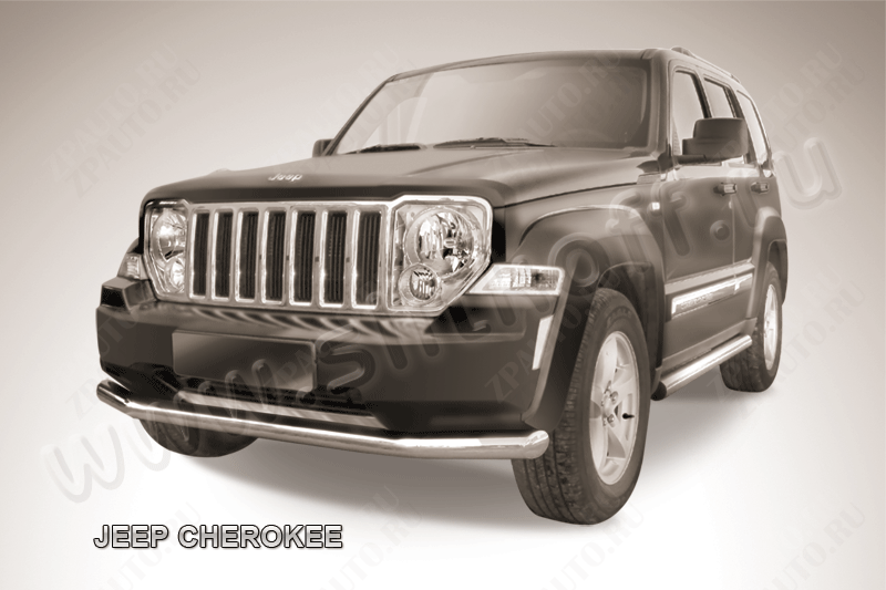 Защита переднего бампера d76 Jeep Cherokee KK (2007-2012) Black Edition, Slitkoff, арт. JCH12-002BE