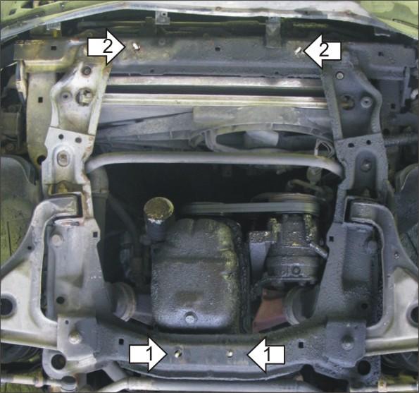 Защита стальная Мотодор (Двигатель), 2 мм, Сталь для Opel Omega A 1986-1994 арт. 01512