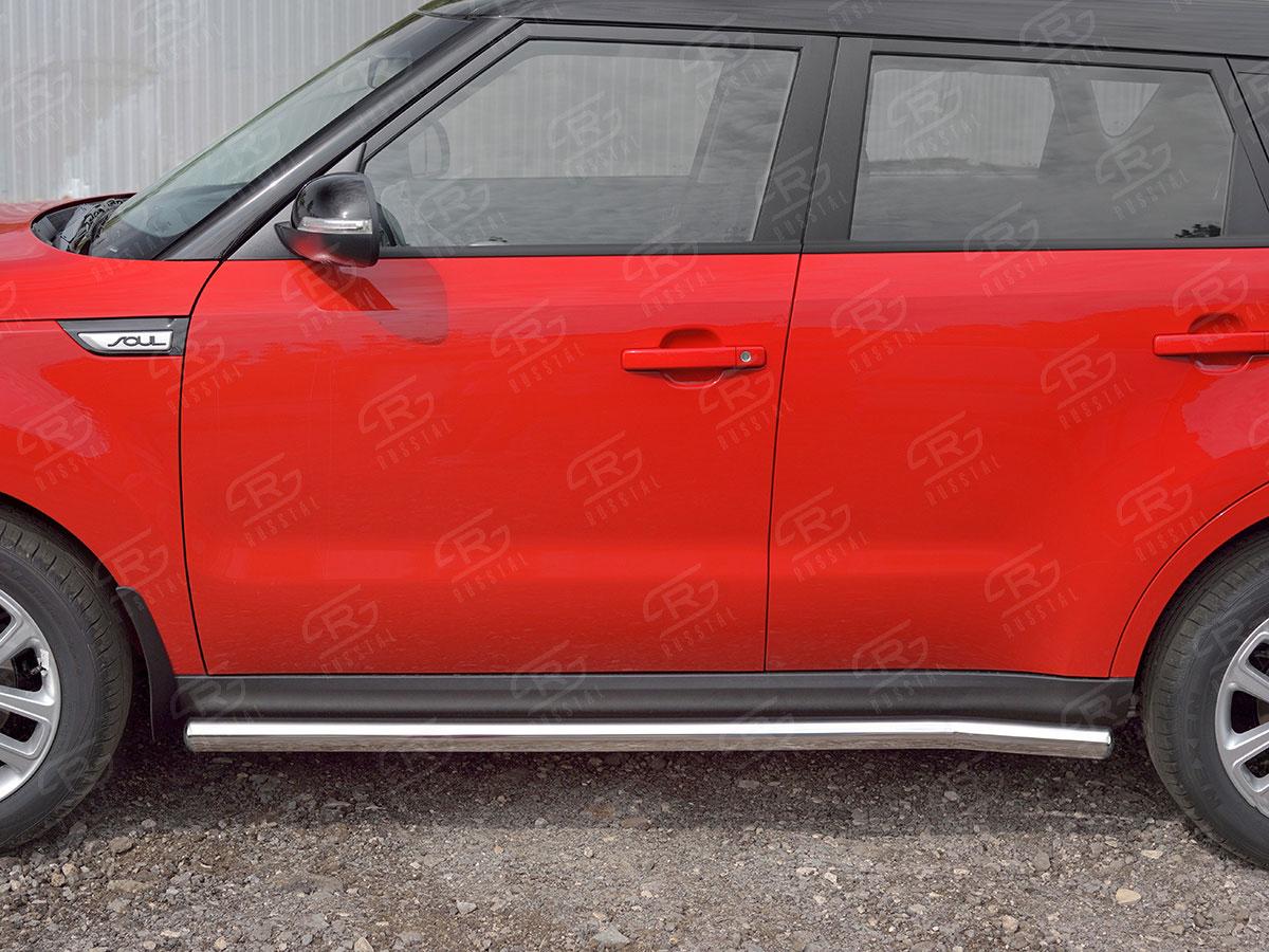 Пороги труба d57 вариант 3 на KIA Soul II 2017, Slitkoff KSOT-0027533