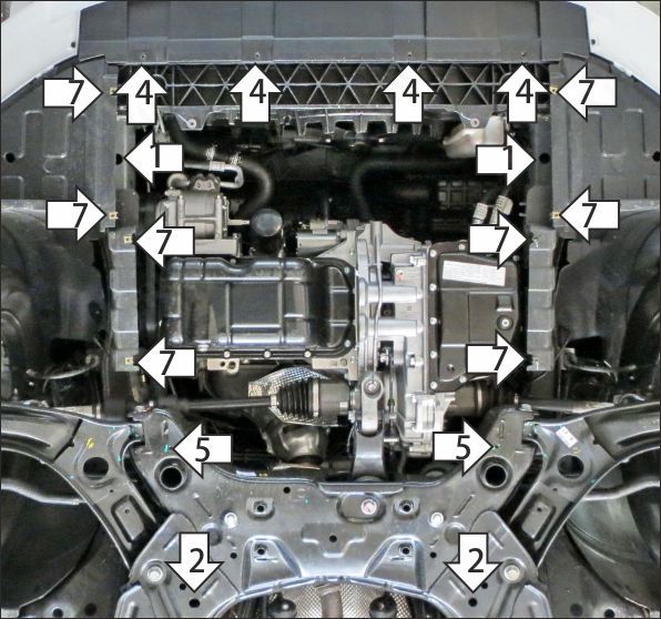 Защита стальная Мотодор (Двигатель, Коробка переключения передач), 2 мм,  для BAIC U5 Plus  2021- арт. 78502