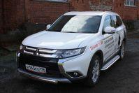 Пороги с площадкой D 60,3 (квинтет) для Mitsubishi Outlander(Мицубиси Аутлендер), ALFeco арт. MITOUT-15.11