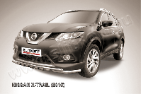 Защита переднего бампера d57+d42 двойная с декоративными элементами Nissan X-Trail (2013-2023) Black Edition, Slitkoff, арт. NXT15-001BE