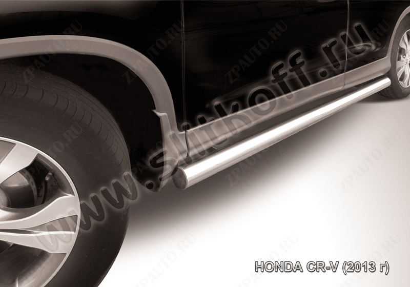 Защита порогов d76 труба Honda CR-V 2L (2011-2015) Black Edition, Slitkoff, арт. HCRV13-006BE