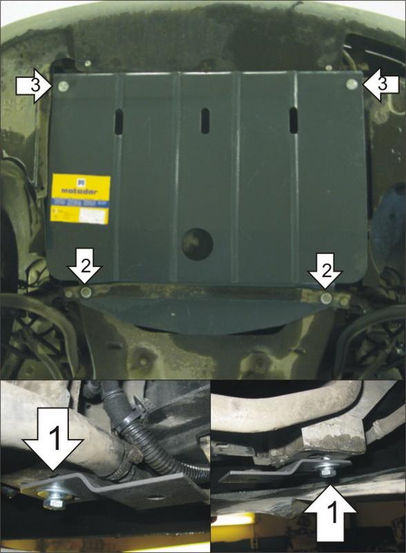 Защита стальная Мотодор (Двигатель, Коробка переключения передач), 2 мм, Сталь для Citroen C5 2001-2004 арт. 00403