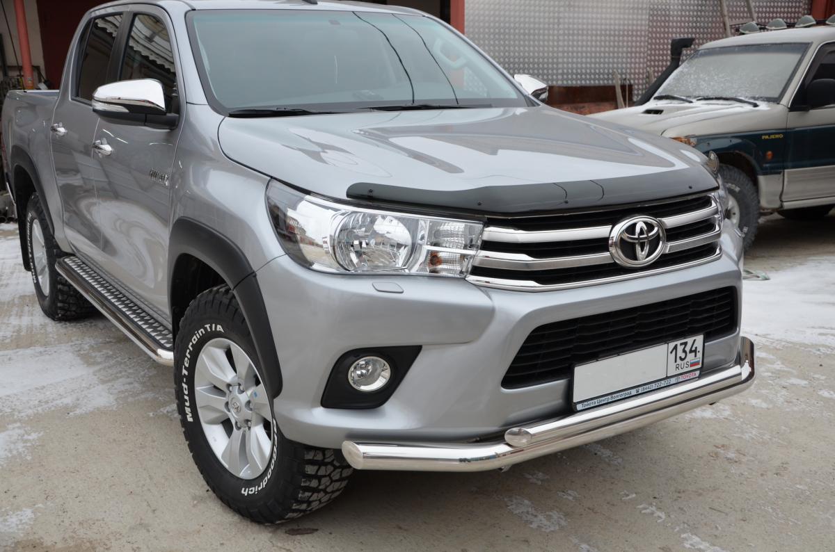Защита переднего бампера двойная для автомобиля TOYOTA Hilux  2015. THL.15.03, Россия