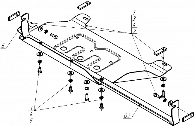 Защита стальная Мотодор (Раздаточная коробка), 2 мм,  Oting Paladin  2023- арт. 78606