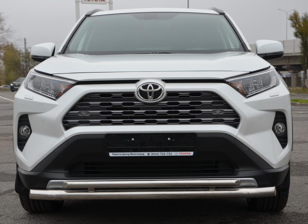 Защита переднего бампера (радиус) двойная для автомобиля Toyota RAV4 2019 арт. TRAV.19.03, Россия