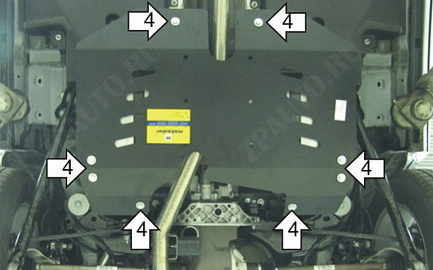 Защита бензобака стальная Motodor для Land Rover Range Rover Evoque 2011- (3 мм, сталь), 13216