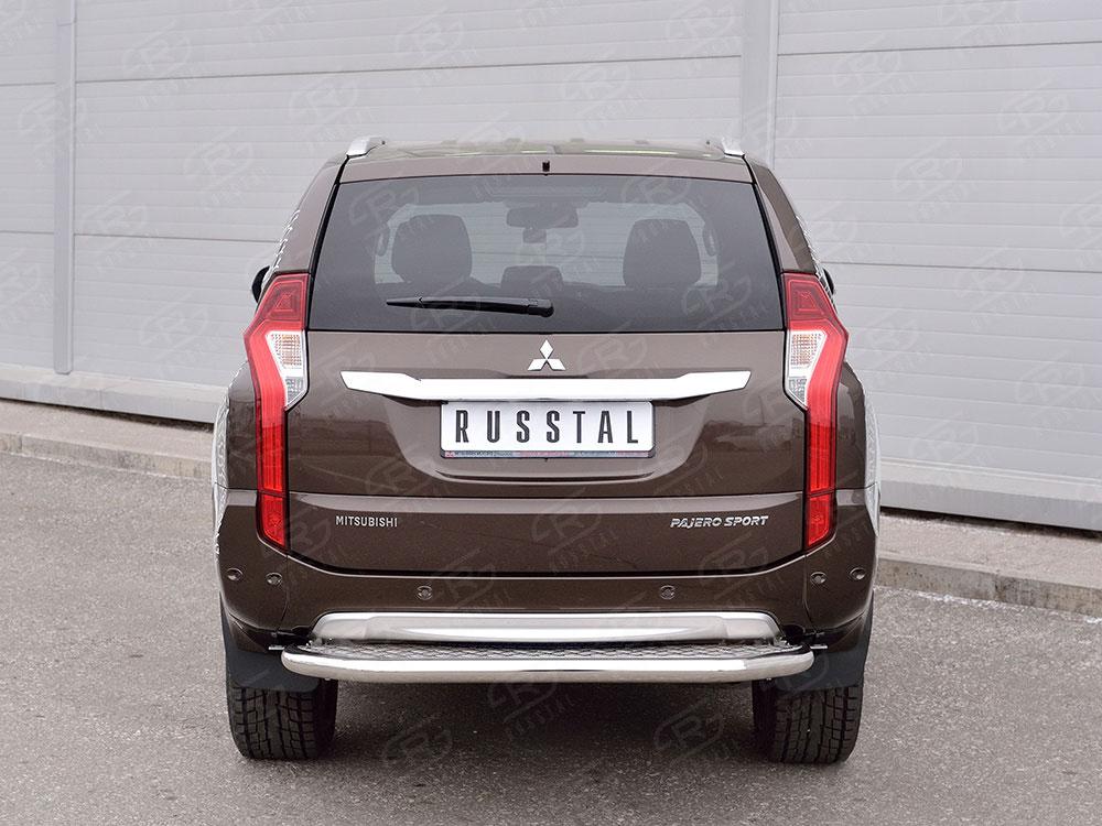 Защита заднего бампера d57 с листом вариант 1 для Mitsubishi Pajero Sport 2016, Slitkoff MPJSZ-0024871
