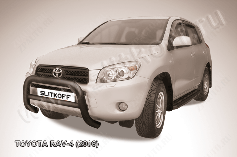 Кенгурятник d76 низкий черный Toyota Rav-4 (2005-2010) , Slitkoff, арт. TR4002B