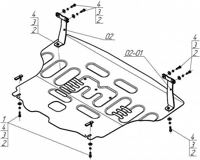 Защита стальная Мотодор (Двигатель, Коробка переключения передач), 2 мм,  KIA K3  2022- арт. 71007