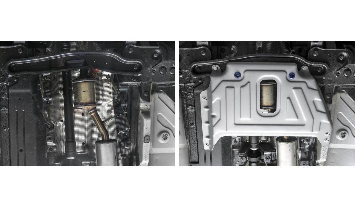 Защита кислородного датчика Rival для Nissan Terrano III рестайлинг 2016-2017 2017-н.в., штампованная, алюминий 3 мм, с крепежом, 333.4725.3