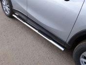 Пороги овальные с накладкой 120х60 мм для автомобиля Mazda CX-5 2015-2016, TCC Тюнинг MAZCX515-08