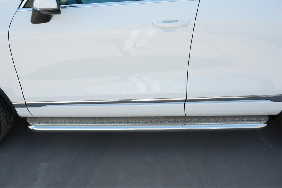 Пороги труба d63 с листом вариант 1 для Volkswagen Touareg 2014, Руссталь VWTL-0021321