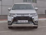 Защита переднего бампера d57 (секции) d75х42 (дуга) MOZ-003203 для автомобиля MITSUBISHI Outlander 2018-, Slitkoff