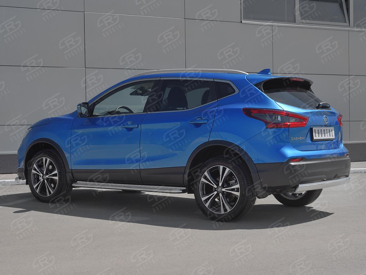 Защита заднего бампера d75х42 дуга для автомобиля Nissan  QASHQAI 2019, Slitkoff NQSZ-003251