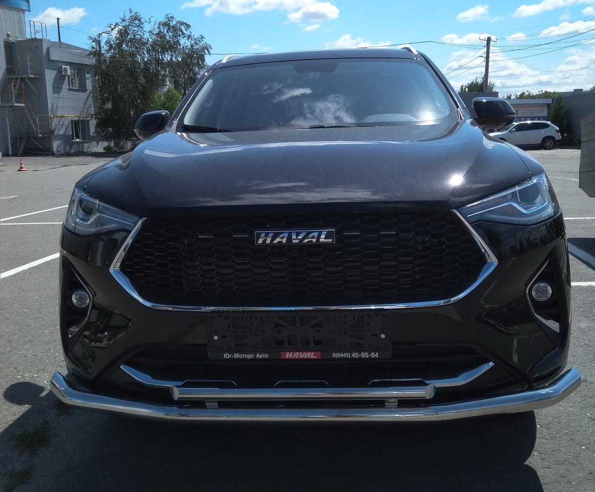 Защита переднего бампера с подгибами для автомобиля Haval F 7 2019. GWF7.19.04, Россия