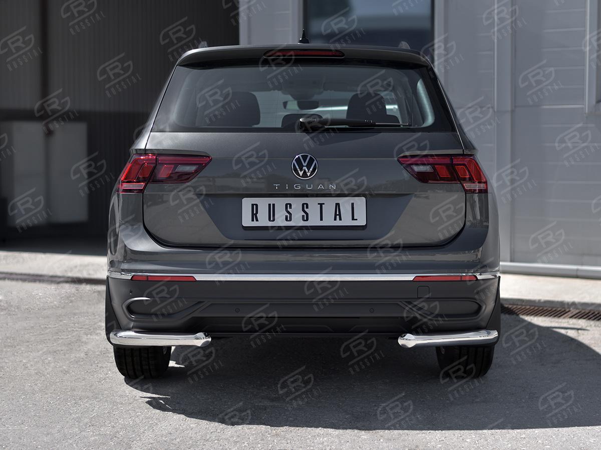 VOLKSWAGEN TIGUAN 2020- (кроме R-LINE) Защита заднего бампера уголки d57 секции VGZ-003584