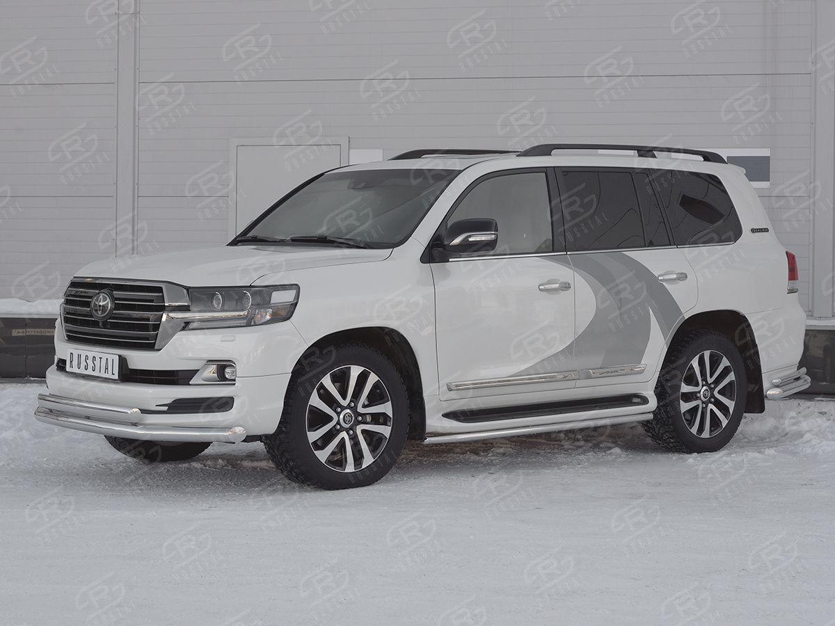 Защита переднего бампера d76/75x42 на Toyota Land Cruiser 200 2017 Excalibur, Slitkoff TLCZ-002904