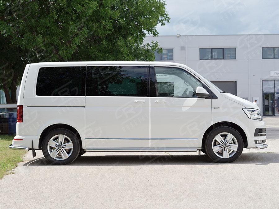 Пороги труба d57 левый вариант 3 Volkswagen Transporter T6 2015 Caravelle/Multivan длинная база, Slitkoff VTCT-0023333