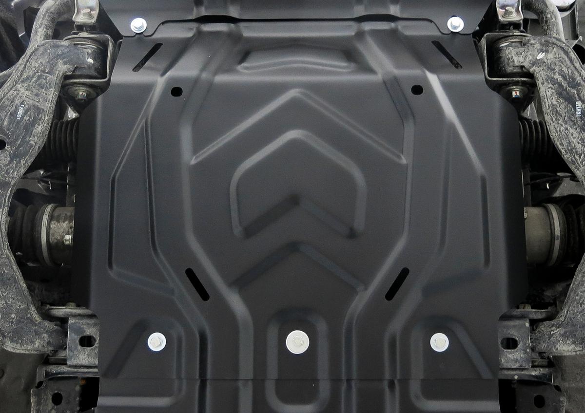Защита картера АвтоБроня для Mitsubishi Pajero Sport III (V - 2.4D; 3.0) 2016-2021 2021-н.в., штампованная, сталь 1.8 мм, с крепежом, 111.04041.2